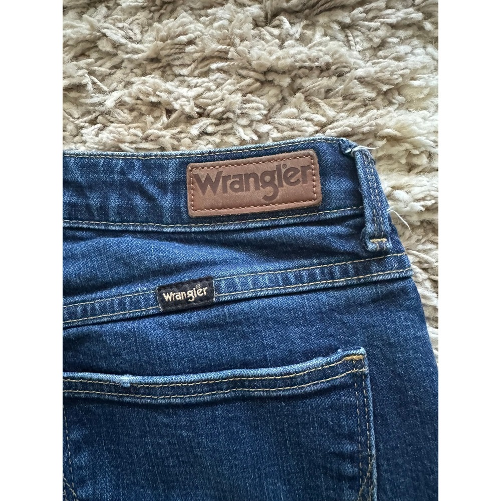 Wrangler High Rise Rodeo Straight Crop Jeans Dark Wash Denim Womens - Picture 3 of 6